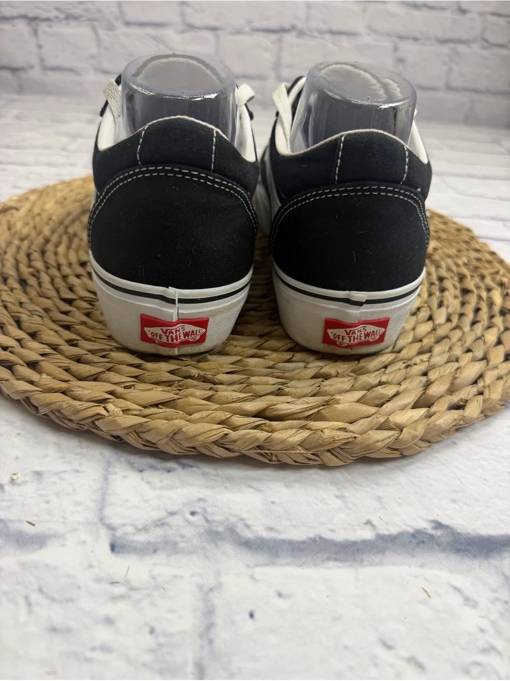Vans Black and White Low-Top Skate Sneakers. Women’s Size 9.